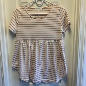 🍁 NWOT Striped Top - Pink & White